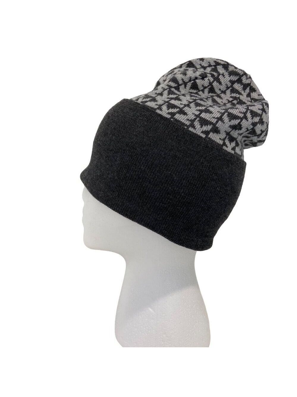 Michael Kors delicate Knitted slouchy chic Beanie Hat Grey & White lightweight